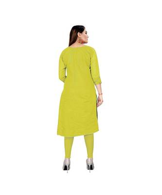 Lime yellow Chanderi Embroidered Dress Material With Duptta 2