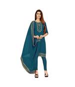 Blue Georgette Embroidered with Sequins Dress Material With Duptta