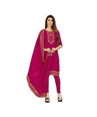 Pink Georgette Embroidered with Sequins Dress Material With Duptta 1