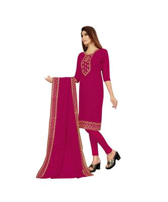 Pink Georgette Embroidered with Sequins Dress Material With Duptta 3