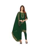 Green Georgette Embroidered with Sequins Dress Material With Duptta