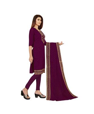 Wine Georgette Embroidered with Sequins Dress Material With Duptta 3