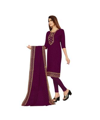 Wine Georgette Embroidered with Sequins Dress Material With Duptta 4