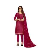 Red Georgette Embroidered Dress Material With Duptta