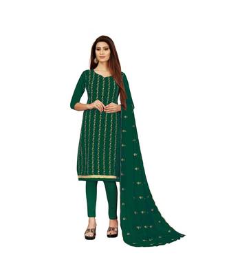 Green Georgette Embroidered Dress Material With Duptta 1