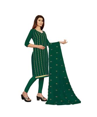 Green Georgette Embroidered Dress Material With Duptta 3