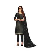 Black Georgette Embroidered Dress Material With Duptta