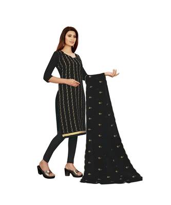 Black Georgette Embroidered Dress Material With Duptta 3