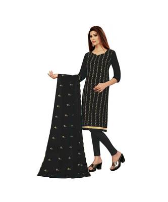Black Georgette Embroidered Dress Material With Duptta 4
