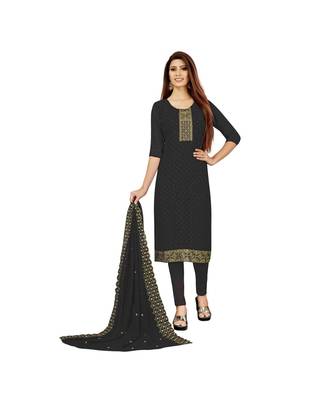Black Georgette Embroidered with Sequins Dress Material With Duptta 1