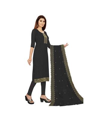 Black Georgette Embroidered with Sequins Dress Material With Duptta 3