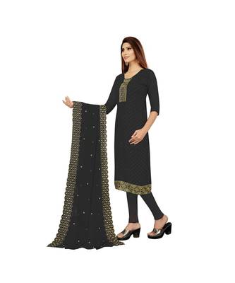 Black Georgette Embroidered with Sequins Dress Material With Duptta 4