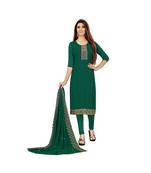 Green Georgette Embroidered with Sequins Dress Material With Duptta