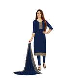 Blue Georgette Embroidered with Sequins Dress Material With Duptta