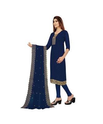 Blue Georgette Embroidered with Sequins Dress Material With Duptta 4