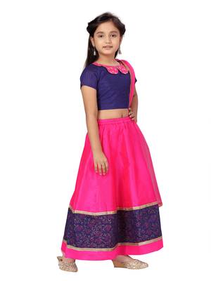 Rani-pink plain silk stitched lehenga 2