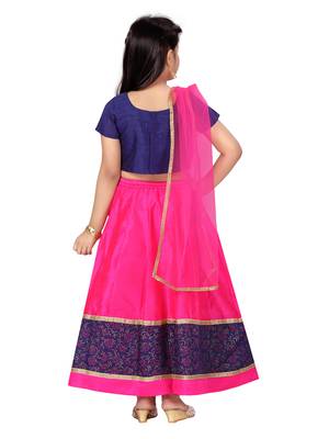 Rani-pink plain silk stitched lehenga 3