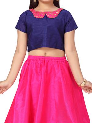Rani-pink plain silk stitched lehenga 4