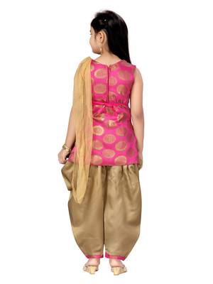 Pink plain silk girls-top-bottom 4