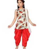 Red plain silk girls-top-bottom