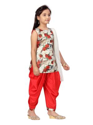 Red plain silk girls-top-bottom 2