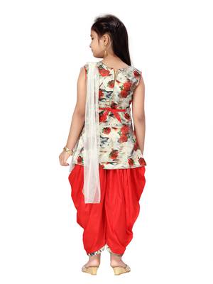 Red plain silk girls-top-bottom 4