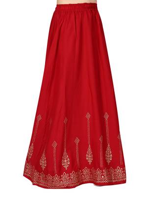 Maroon printed cotton kids-skirts 2