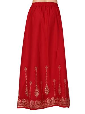 Maroon printed cotton kids-skirts 4