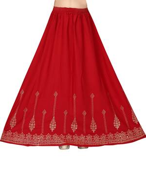 Maroon printed cotton kids-skirts 5