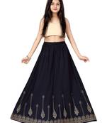 Blue printed cotton kids-skirts