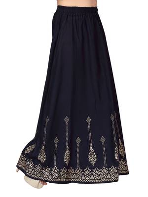 Blue printed cotton kids-skirts 2