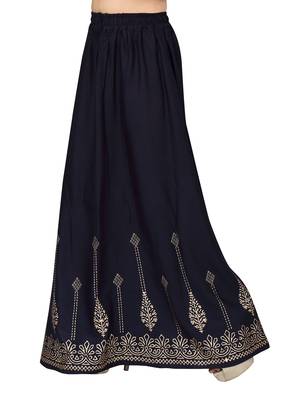 Blue printed cotton kids-skirts 3