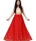 Red printed cotton kids-skirts