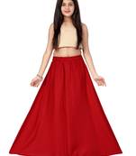 Maroon plain cotton kids-skirts