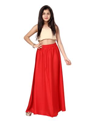 Red plain cotton kids-skirts 1