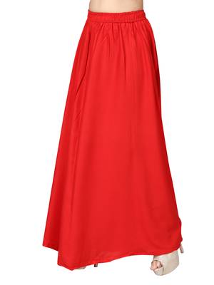 Red plain cotton kids-skirts 3