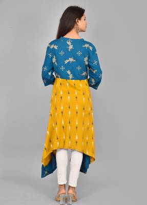 Aurish Flared Indigo Yellow Kurta 4