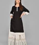 Aurish Black round neck Straight kurta and white Skirt