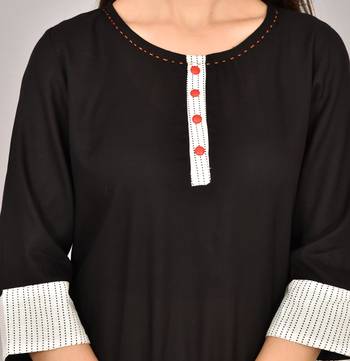 Aurish Black round neck Straight kurta and white Skirt 4