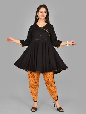 Aurish Traditional Black Kurta and Mustard Dhoti 1
