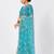 Aqua blue woven net saree with blouse