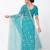Aqua blue woven net saree with blouse