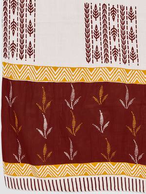 Printed & Embroidered Anarkali Cotton Maroon Stitched Kurta Pant With Dupatta 6