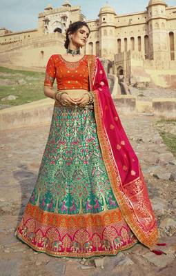 Woven Banarasi Art Silk Lehenga 1