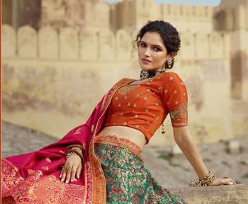 Woven Banarasi Art Silk Lehenga 4