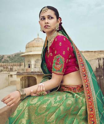 Woven Banarasi Art Silk Lehenga 3