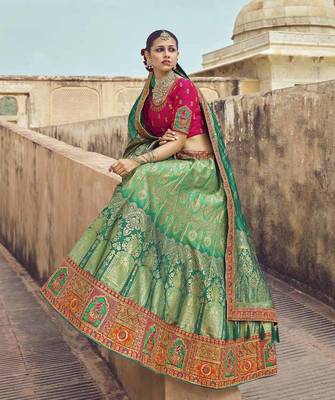 Woven Banarasi Art Silk Lehenga 4