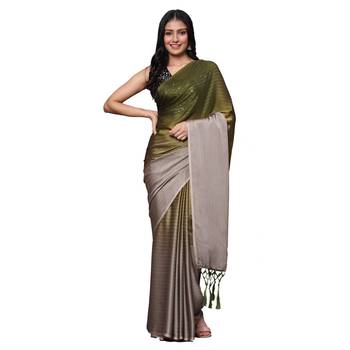 HAVIDA SAREES Lightweight Striped Pure Chiffon Ombre-Dyed Saree For Women Latest Design Party Wear with Blouse Piece 1