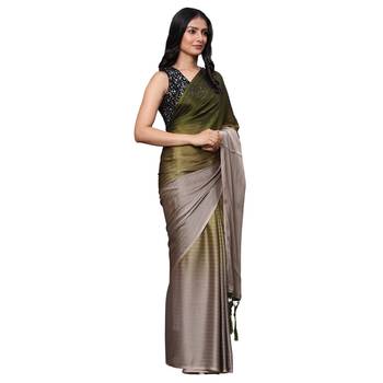 HAVIDA SAREES Lightweight Striped Pure Chiffon Ombre-Dyed Saree For Women Latest Design Party Wear with Blouse Piece 6