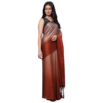 HAVIDA SAREES Lightweight Striped Pure Chiffon Ombre-Dyed Saree For Women Latest Design Party Wear with Blouse Piece 3